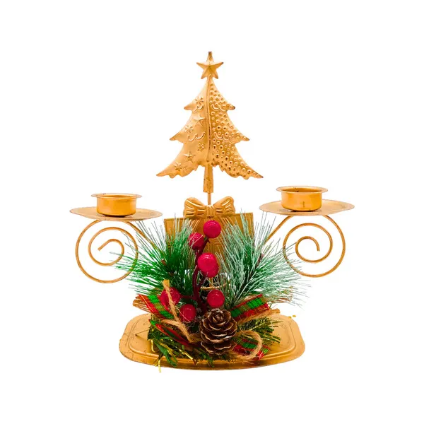 Candelabro Porta Velas X2 Decorativos Navidad 17cm 