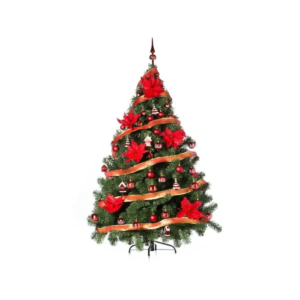 Arbolito Navidad Montañes Deluxe 2,10mts Con Adornos Rojo