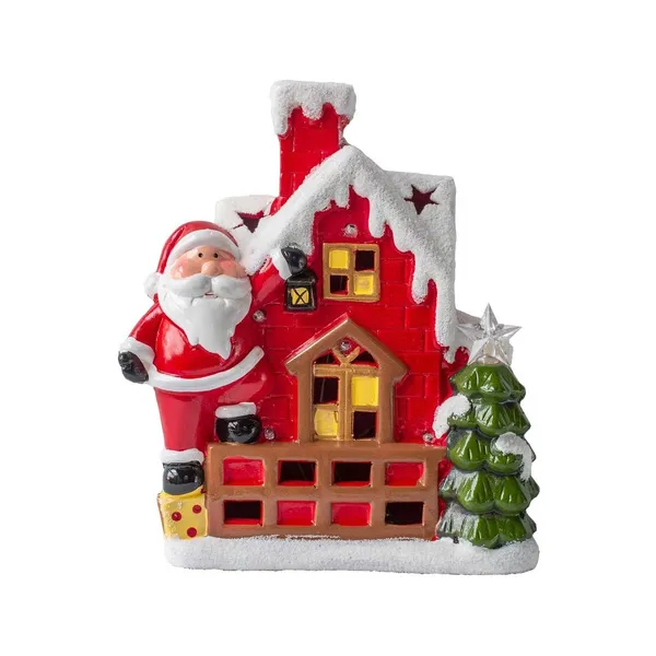 Decoracion Navideña Papa Noel Ceramica Con Luz 26cm