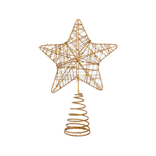 Estrella Puntal Dorado Alambre 22cm Para Arbol De Navidad 