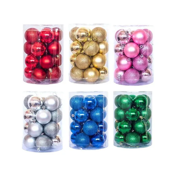 Bolas De Navidad 6cm Valija Adornos Navideños X48 Piezas