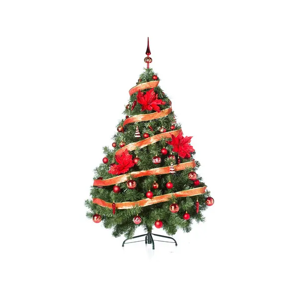 Arbolito Navidad Montañes Deluxe 1.50mt + Decoración Rojo 