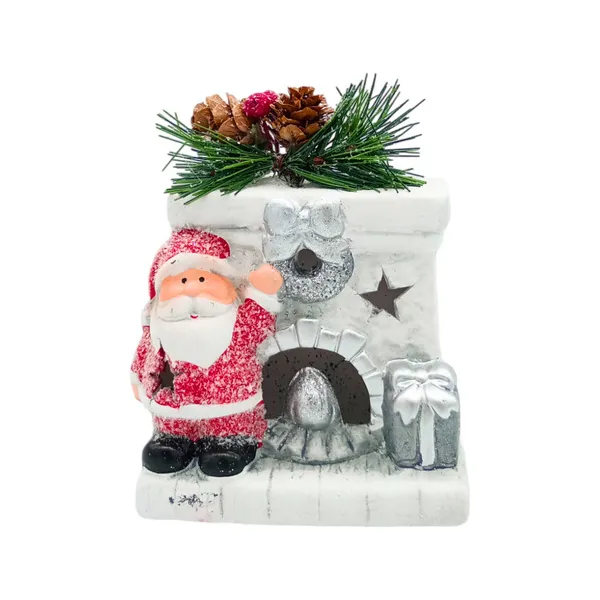 Adorno Navidad Papa Noel Ceramica C/ Luz Decoracion Navideña