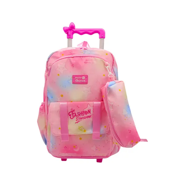 Mochila Carrito Escolar 17'' Set Carro Con Ruedas + Canopla