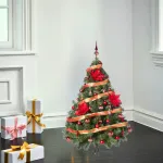 Arbol Navidad Montañes Deluxe 1.30mts Con Adornos Rojo