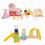 Casita De Conejos Familia Set Con Accesorios Juego Tobogan
