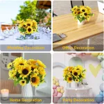 Ramo Girasol Flores Artificiales 30cm Decoracion Pack X10
