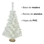 Arbolito De Navidad Blanco Mini 0,80mts Tronco Natural