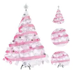 Árbol De Navidad Blanco Montañes Deluxe 1.5mts + Kit Rosa