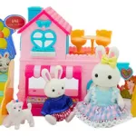 Casita De Conejos Familia Set Con Accesorios Juego Tobogan