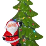 Adorno Ceramica Arbol De Navidad Papa Noel 23cm Con Luz