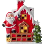 Decoracion Navideña Papa Noel Ceramica Con Luz 26cm