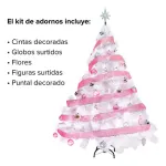Árbol De Navidad Blanco Montañes Deluxe 1.5mts + Kit Rosa