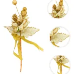 Flor Dorada Adorno Para Arbol De Navidad Tela Con Moño
