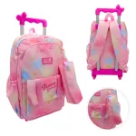 Mochila Carrito Escolar 17'' Set Carro Con Ruedas + Canopla