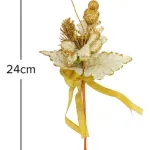 Flor Dorada Adorno Para Arbol De Navidad Tela Con Moño