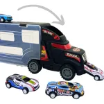 Camión Porta Autos Valija + 6 Autos De Carrera A Fricción