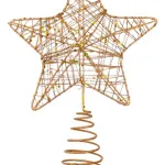 Estrella Puntal Dorado Alambre 22cm Para Arbol De Navidad 