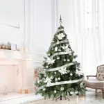 Arbolito Navidad Montañes Deluxe 2,10mts + Decoración Plata