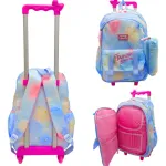 Mochila Carrito Escolar 17'' Set Carro Con Ruedas + Canopla