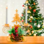 Candelabro Porta Velas X2 Decorativos Navidad 17cm 