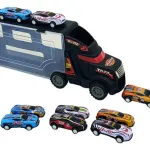 Camión Porta Autos Valija + 6 Autos De Carrera A Fricción
