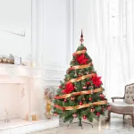 Arbolito Navidad Montañes Deluxe 1.50mt + Decoración Rojo 