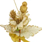 Flor Dorada Adorno Para Arbol De Navidad Tela Con Moño