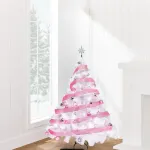 Árbol De Navidad Blanco Montañes Deluxe 1.5mts + Kit Rosa