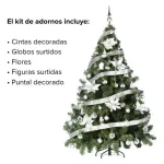 Arbolito Navidad Montañes Deluxe 2,10mts + Decoración Plata