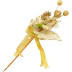 Flor Dorada Adorno Para Arbol De Navidad Tela Con Moño