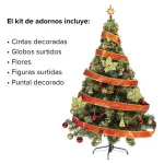 Arbolito Navidad Tronador Lujo 1,50m Kit 40 Rojo Oro Deco