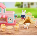 Casita De Conejos Familia Set Con Accesorios Juego Tobogan