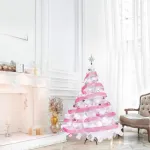 Árbol De Navidad Blanco Montañes Deluxe 1.5mts + Kit Rosa