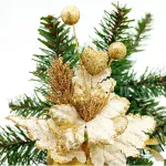 Flor Dorada Adorno Para Arbol De Navidad Tela Con Moño
