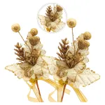 Flor Dorada Adorno Para Arbol De Navidad Tela Con Moño