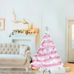 Árbol De Navidad Blanco Montañes Deluxe 1.5mts + Kit Rosa