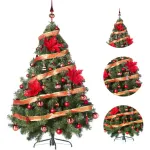 Arbol Navidad Montañes Deluxe 1.30mts Con Adornos Rojo