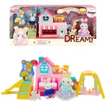 Casita De Conejos Familia Set Con Accesorios Juego Tobogan
