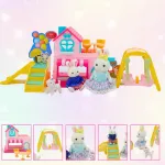 Casita De Conejos Familia Set Con Accesorios Juego Tobogan