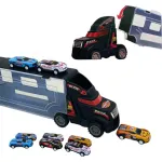 Camión Porta Autos Valija + 6 Autos De Carrera A Fricción