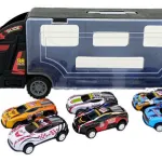 Camión Porta Autos Valija + 6 Autos De Carrera A Fricción