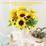 Ramo Girasol Flores Artificiales 30cm Decoracion Pack X10