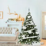 Arbolito Navidad Montañes Deluxe 2,10mts + Decoración Plata