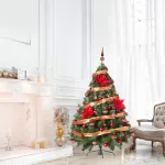 Arbol Navidad Montañes Deluxe 1.30mts Con Adornos Rojo