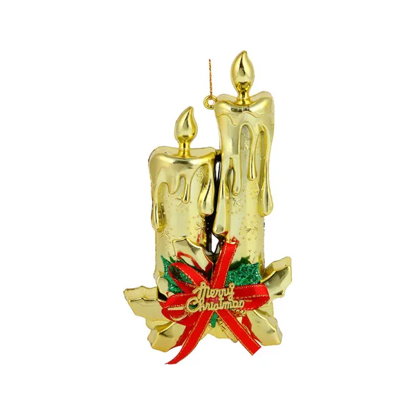 Adorno Navidad Colgante Navideño Con Velas Y Moño 17cm