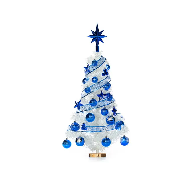 Arbolito De Navidad Blanco 80cm Con Adornos 30 Piezas Azul