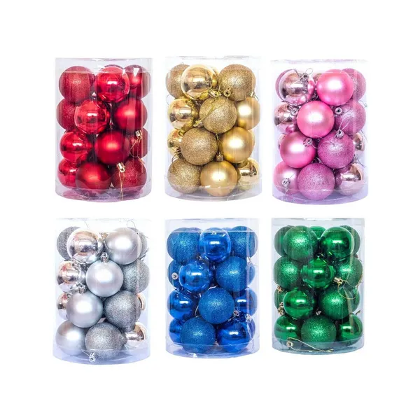 Bolas De Navidad 6cm Adornos Navideños Tubo X20 Esferas