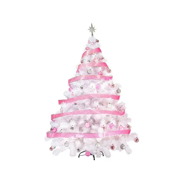 Arbol Navidad Blanco Montañes Deluxe 1,80m + Kit Rosa Adorno