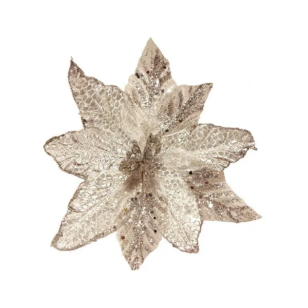 Flor 25cm Plata Arbol De Navidad Adornos Decoracion